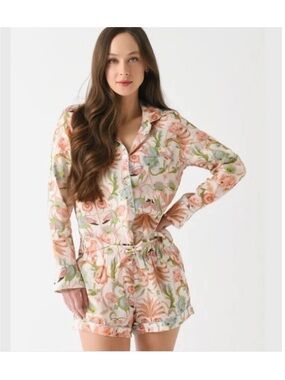 NWT The Lazy Poet Vera Peach Jungle Lush PJ Set, Medium